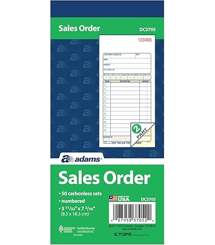 - order page - ^_^ Adams Carbonless Sales Order Book for Office Transactions